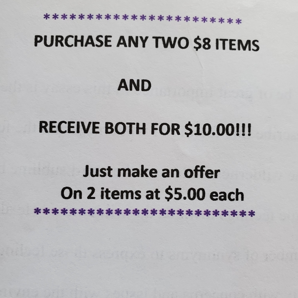 Two $8 ITEMS FOR $10